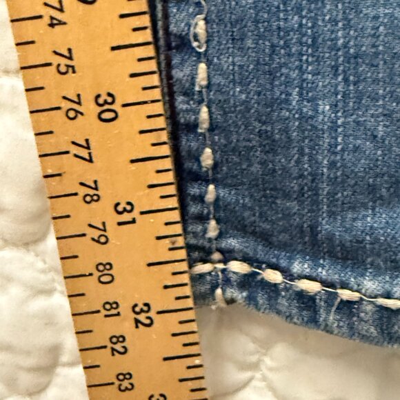 Petrol Distressed Denim Jeans 29x34 bootcut flare Low Rise Size 8 - Picture 7 of 16
